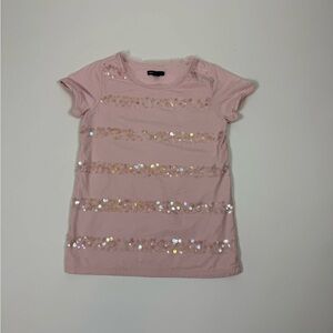 GAP Pink Sequin Kids Short Sleeve Tee